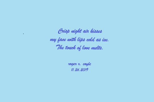 Crisp night air kisses